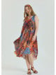 Boat Neck Loose Cut Orange Plus Size Dress 4668